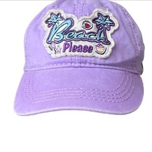 NWOT Wild Wear Embroidered “Beach Please” & “do not disturb” Lavender Purple Cap